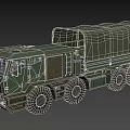 Green Military Truck With Canvas Covered Cargo Bed And Six Wheels
