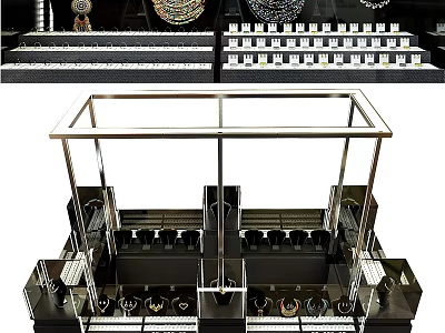 Modern Commercial Display Equipment With Metal Frame Glass Shelves And Multiple Layers 3d model