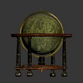 Vintage Globe With Wooden Base And Metal Stand For Decorative