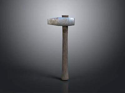 Industrial Grade Construction Hammer With Metal Head And Wooden Handle 3d model