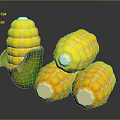Fresh Yellow Sweet Corn Cobs With Green Husk On Dark Background