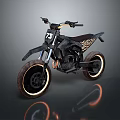 Black Sporty Off Road Motorcycle With Number 73 Large Wheels And Yellow Rim
