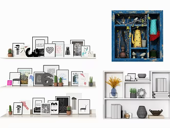 Modern wall shelf laminate display cabinet combination 3d model