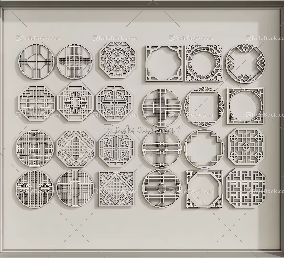 Chinese-style carved window 3d model