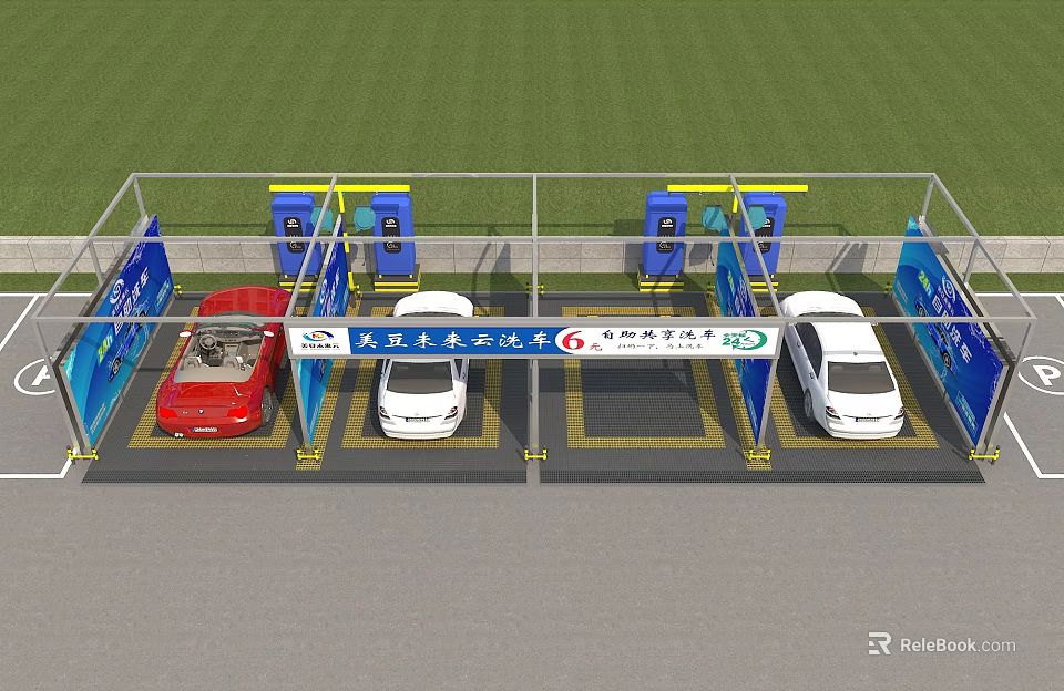 Commercial Equipment for New Energy Vehicle Charging Station with Multiple Parking Spaces and Charging Devices 3d model 