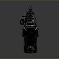 Mechanical Futuristic Weapon With Blue Black Finish And Intricate Chain Design