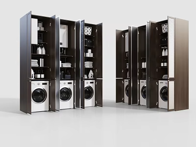 Modern Bathroom Cabinet Racks With Ample Storage Space And Functional Shelves Design 3d model