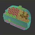 Detailed Gray Honeycomb Structure Mechanical Component With Grid Design And Cover 3d model