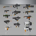 Various Modern Weapons Collection Featuring Rifles Pistols and Tactical Designs