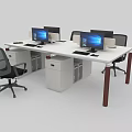 Modern Office Desk Setup With Computer Chair Shelves And Multiple Workspace Designs 3d model