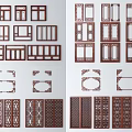 New Chinese-style window hollow window grilles 3d model