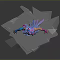 Fantasy Female Character With Purple Hair Colorful Outfit Blue Sleeves And Transparent Ice Crystal Base