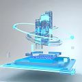 3D Rendered Digital Headphones With Play Button And Music Notes On Floating Platform