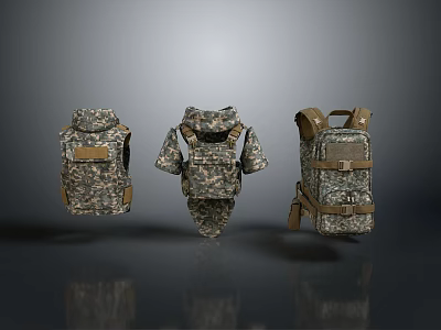 Game Movie Character Tactical Camouflage Gear Collection With Vest Uniform And Backpack 3d model