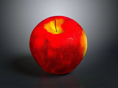 Juicy Fresh Red Apple with Water Droplets Red and Yellow Color on Gray Background 3d model