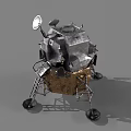 Lunar Lander Design With Metallic Structure Golden Covering Landing Legs And Antenna