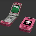 Barbie Pink Flip Phones Open With Green Screen And Numeric Keypad Closed With Logo Design