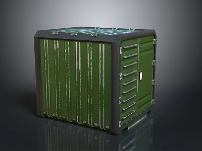 Green Metal Storage Box With Reinforced Straps And Secure Lock Design 3d model