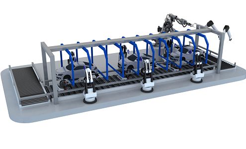 modern industrial LOFT equipment automatic factory 3d model