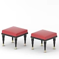 Stylish Sofa Stools Featuring Red Cushions Black Legs And Golden Accents Set Of Two