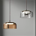 Modern Transparent And Copper Dome Shaped Pendant Lights For Interior Design