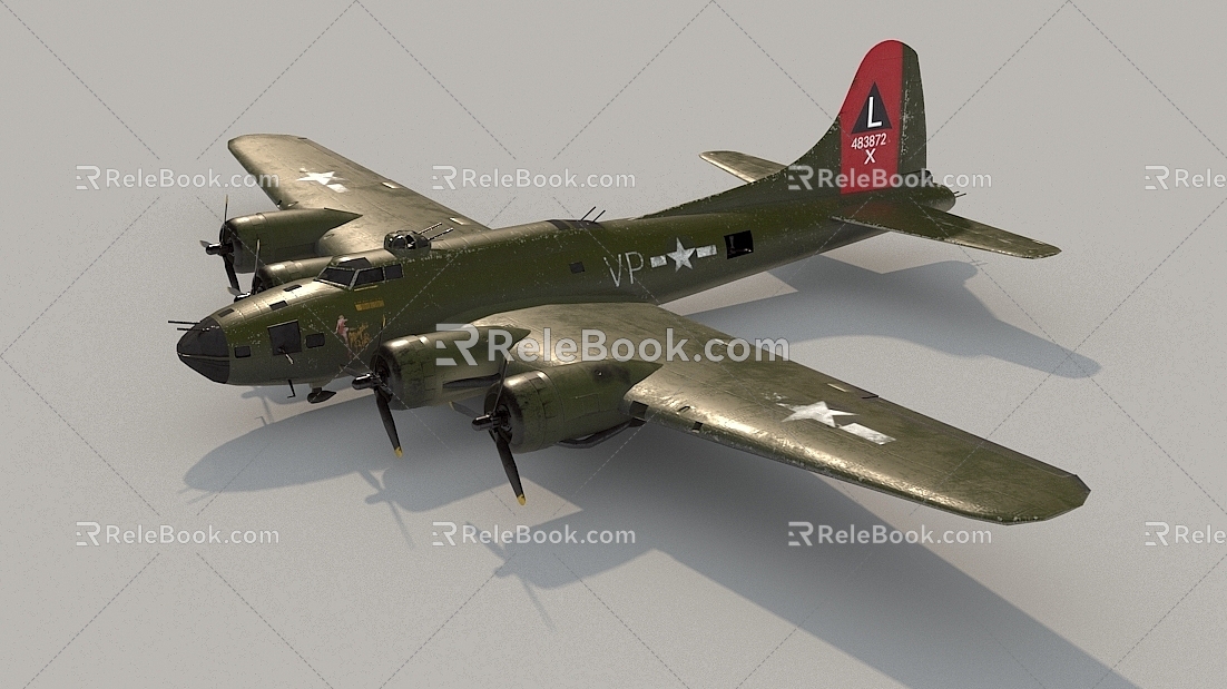 B17 bomber fighter aircraft 3d model