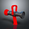 Red Handle Handheld Household Tool with Dark Cylindrical Metal Body for Daily Use