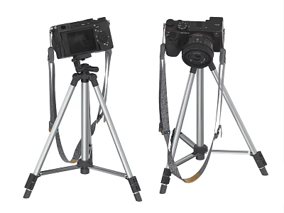 Digital Cameras Mounted On Adjustable Tripod Stands For Photography Use 3d model