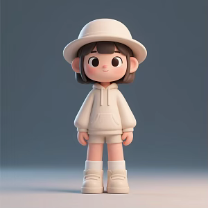 Hand-made cartoon girl doll toy girl hat girl ornaments gift 3d model