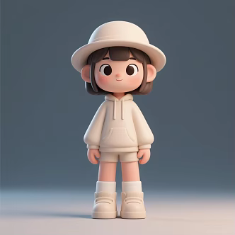 Hand-made cartoon girl doll toy girl hat girl ornaments gift 3d model