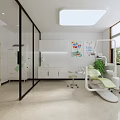 Modern White Dental Clinic Interior With Pink Dental Chairs Equipment And Windows
