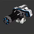 Futuristic Sci Fi Weapon With Black White And Blue Glowing Mechanical Structure 3d model