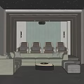 Modern Home Theater Interior Design With Starry Ceiling Green Sofa And Recliner Seats