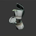 Household Metal Moka Pot With Disassembled Filter And Separated Parts