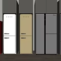 Various Styles Refrigerators Showcase Featuring Red White Cream and Silver Colors