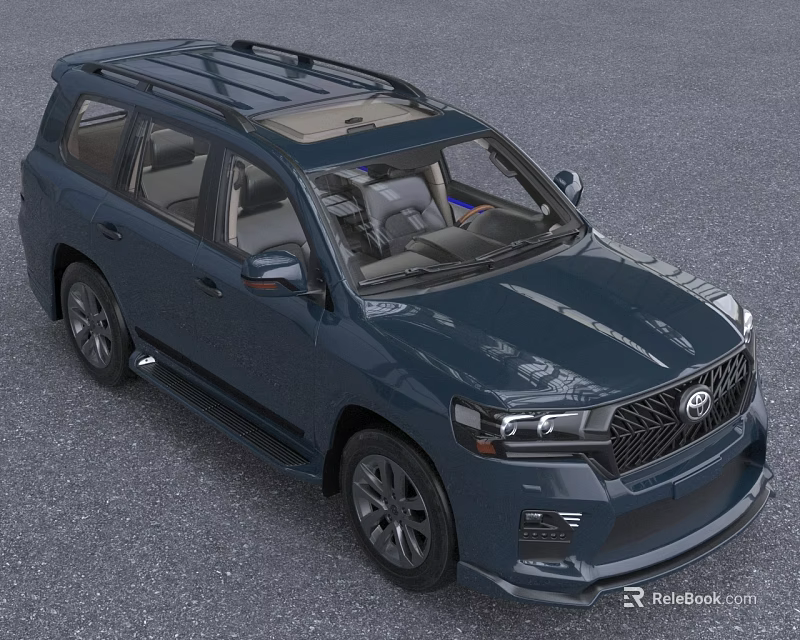 Dark Blue SUV With Roof Rack And Sunroof 3d model 