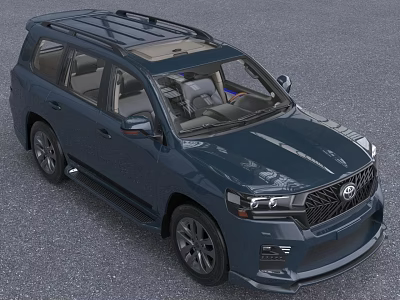 Dark Blue SUV With Roof Rack And Sunroof 3d model