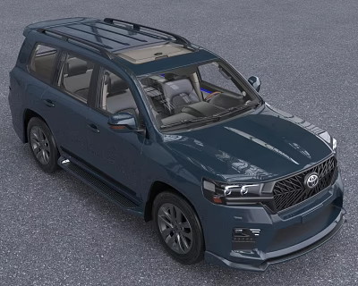 Dark Blue SUV With Roof Rack And Sunroof 3d model
