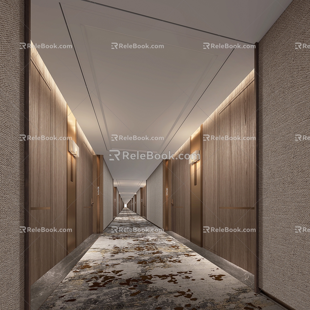 New Chinese Hotel Corridor Aisle 3d model