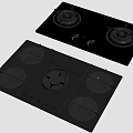 Black Gas Cooktops With Multiple Burners And Control Knobs For Kitchen Use 3d model