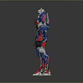Mechanical Robot Character With Blue Red Silver Armor And Detailed Design 3d model