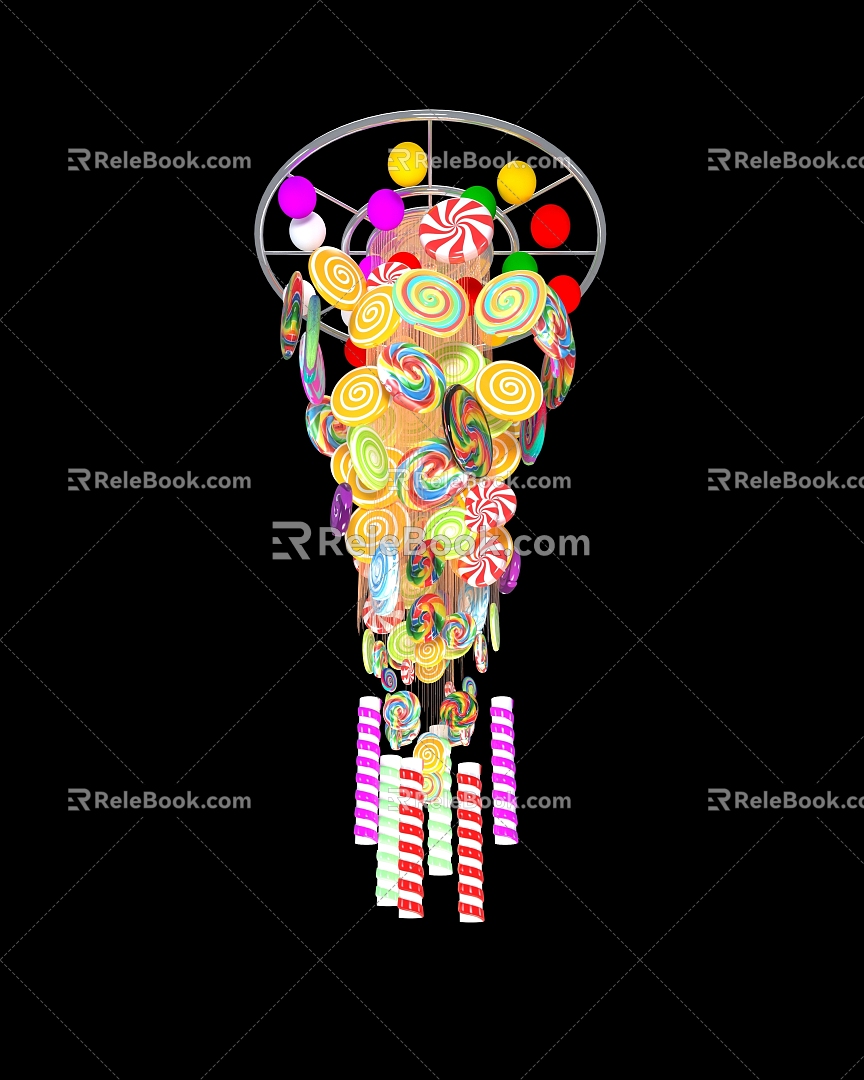 Modern Candy Beauty Chen Atrium Chandelier Beauty Chen Atrium Mall Atrium Chandelier Candy Lollipop 3d model