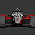 Red and Silver Formula Style Race Car with Open Wheels Rear Wing and Cockpit