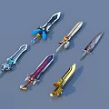 Ornamental Living Decor Items With Six Stylish Swords In Various Colors And Intricate Designs