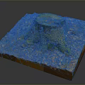 Wooden Tree Stump Decorative Artwork With Stone Base And Autumn Leaves