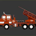 Red Military Weapon Truck with Open Rear Launcher and Detailed Model Design