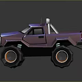 Rugged Terrain Designed For Purple Monster Truck With Oversized Tires And Roof Lights
