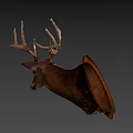 Realistic Deer Head Taxidermy Mount Isolated on Gray Background for Home Decoration