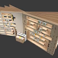 Modern Display Cabinet With Multilayer Shelves And Elegant Structure For Product Showcase