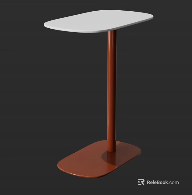 Modern Side Table With White Top And Brown Stand Sturdy Base Design 3d model 